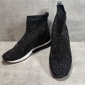 Michael Kors Skyler Crystal Embellished Black Shoes Sneakers Womens Size 9